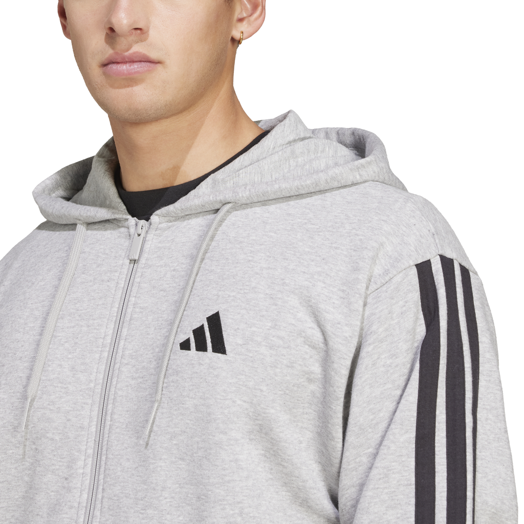 adidas Essentials 3-Streifen FT Kapuzenjacke grau 
