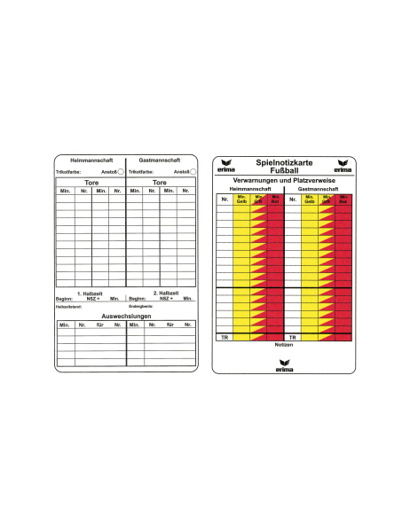 Erima Spielnotizkarten Fussball