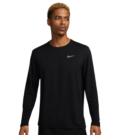 Nike Miler Dri-FIT UV Langarm-Laufshirt schwarz 
